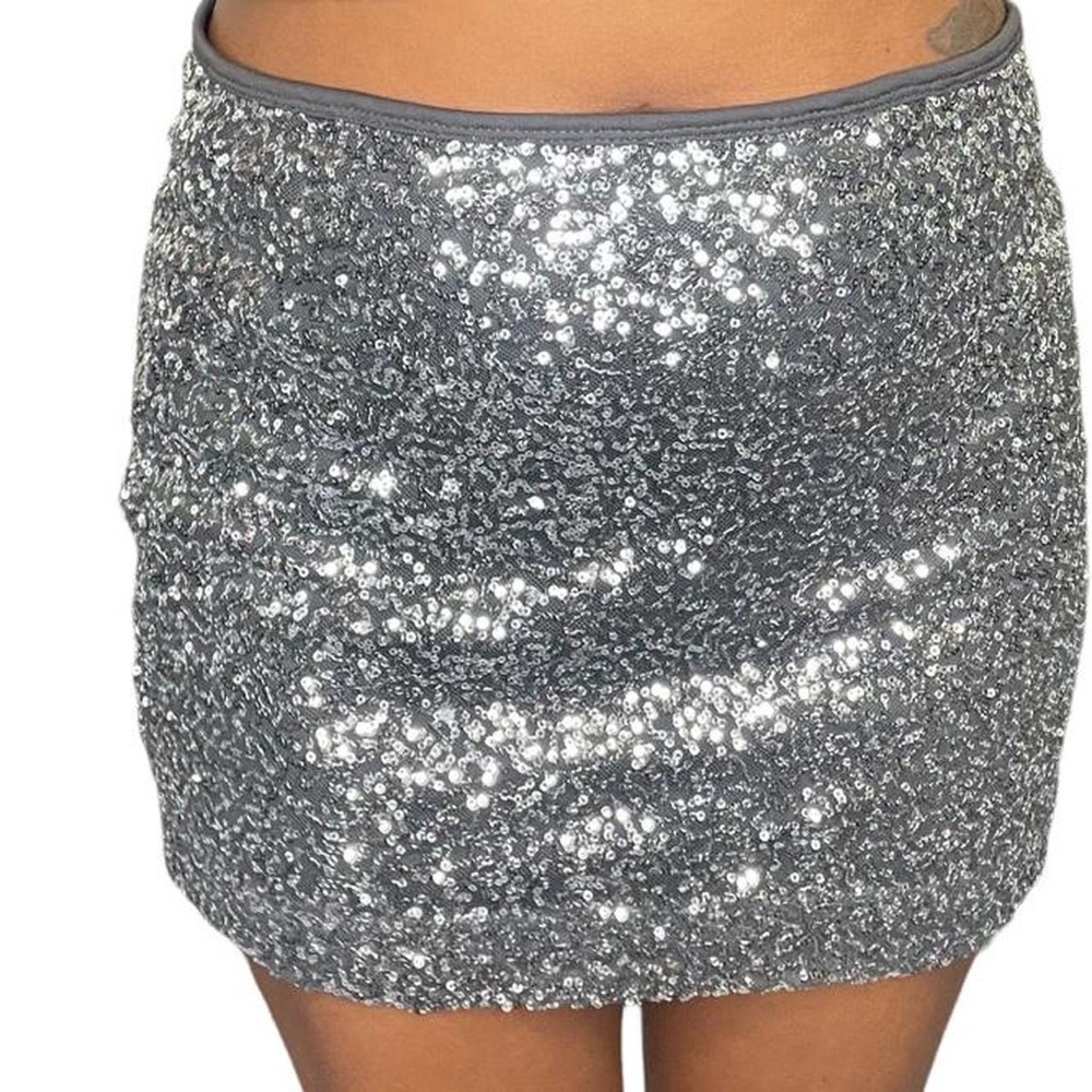 2000’s Express Gray Silver Sequin Mini Skirt